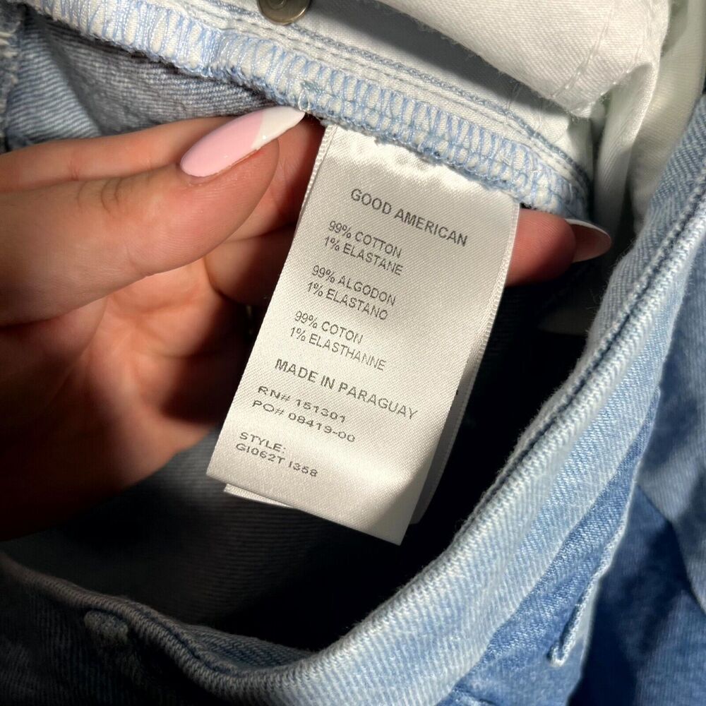 Good American Womens Blue Icon Patchwork Denim Straight Jeans 15 90s 34x27.5 - Picture 4 of 10